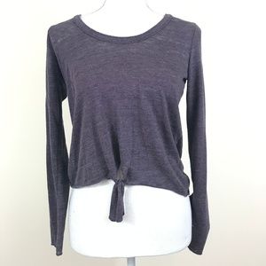 Chaser Knotted Front Long Sleeve Crop Top Size XS